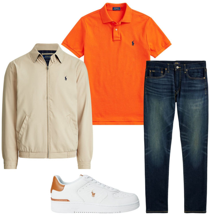 Outfit uomo - Total Polo. Stile Casual per Tutti i giorni. Abbinamento con jeans, polo, sneakers, giacche.