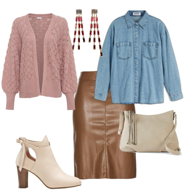 Outfit donna - Denim t shirt. Stile Glamour per Tutti i giorni. Abbinamento con gonne longuette, cardigans, stivaletti, orecchini, borse a tracolla, camicie.