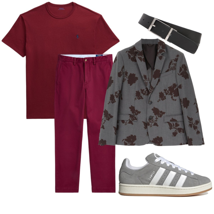 Outfit uomo - Eleganza autunnale. Stile Business/Elegante per Tutti i giorni. Abbinamento con giacche, pantaloni chino, t-shirt, cinture, sneakers.