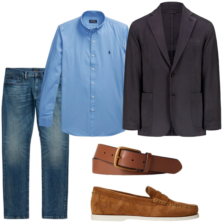 Outfit uomo - Calzature senza lacci. Stile Trendy per Ufficio. Abbinamento con cinture, camicie, jeans, scarpe stringate, giacche.