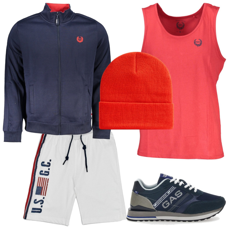 Outfit uomo - Partita importante. Stile Casual per Sport. Abbinamento con berretti, pantaloncini sportivi, felpe, canottiere, sneakers.