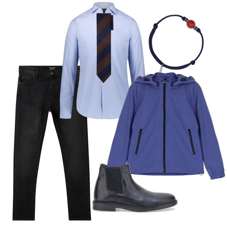Outfit uomo - Autumn is coming. Stile Trendy per Tutti i giorni. Abbinamento con jeans skinny, braccialetti, giacche, cravatte, stivali e stivaletti, camicie.