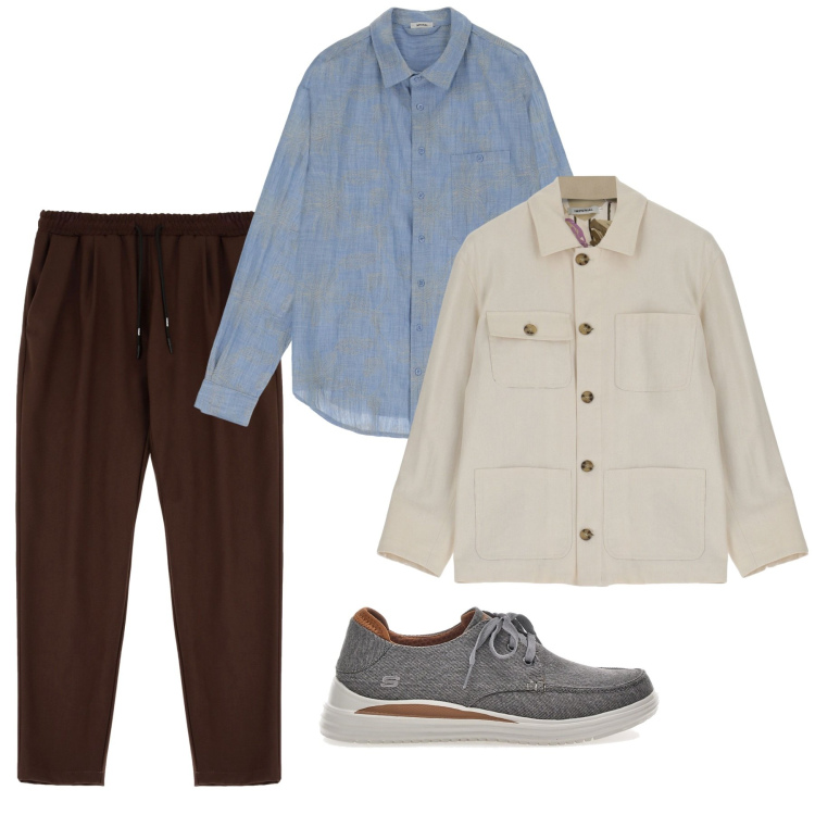 Outfit uomo - Luminoso a settembre. Stile Trendy per Tutti i giorni. Abbinamento con camicie, giacche, pantaloni, scarpe stringate.
