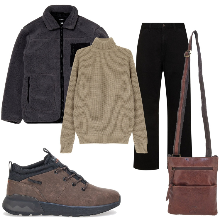 Outfit uomo - Mi trovo fuori città. Stile Casual per Tutti i giorni. Abbinamento con giacche, maglieria, sneakers, portafogli, jeans.