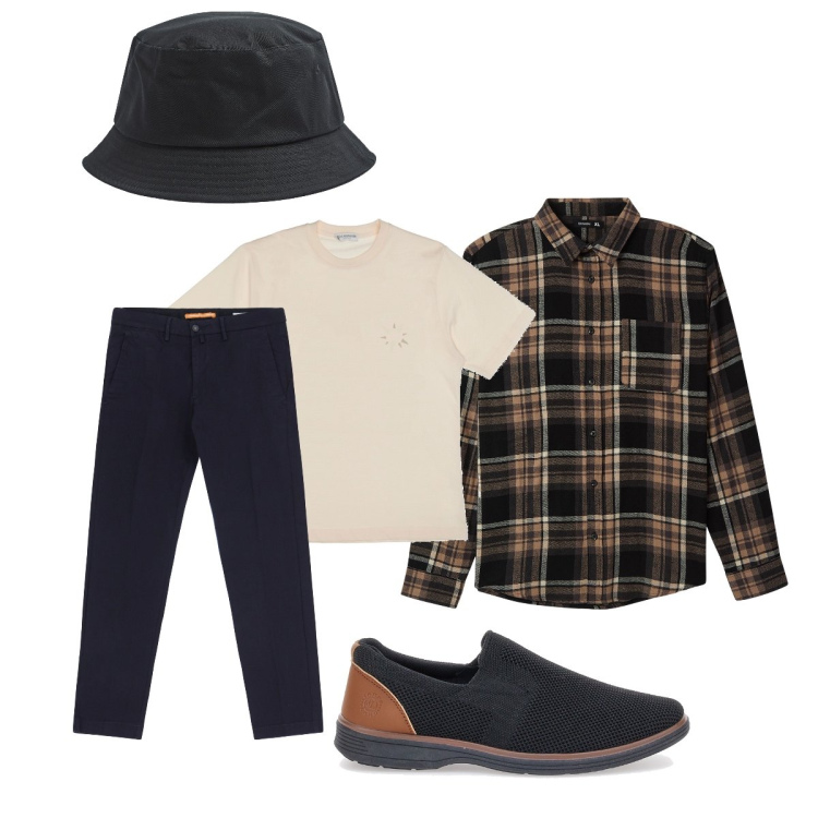 Outfit uomo - Total black. Stile Urban per Tutti i giorni. Abbinamento con camicie, cappelli, pantaloni, t-shirt, scarpe stringate.