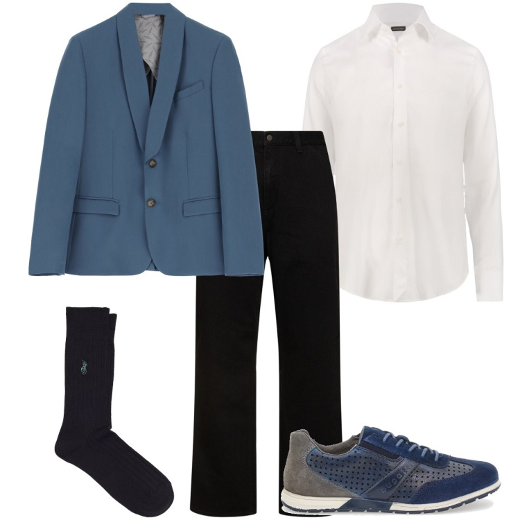 Outfit uomo - Il jeans nero. Stile Business/Elegante per Serata speciale. Abbinamento con giacche, calzini, camicie, jeans, scarpe stringate.