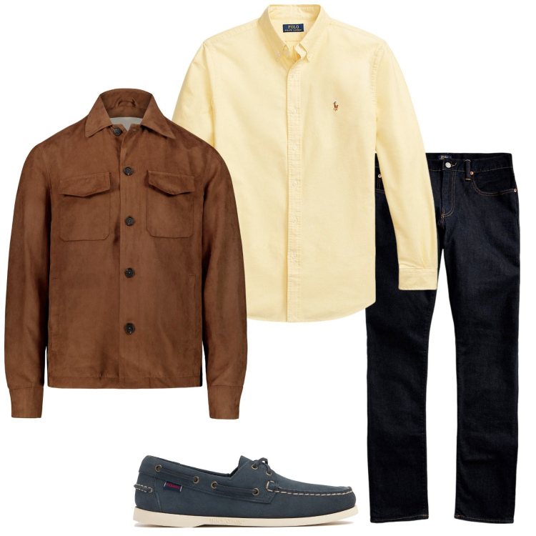 Outfit uomo - Total look #1954877. Stile Casual per Tutti i giorni. Abbinamento con jeans, camicie, giacche, scarpe stringate.