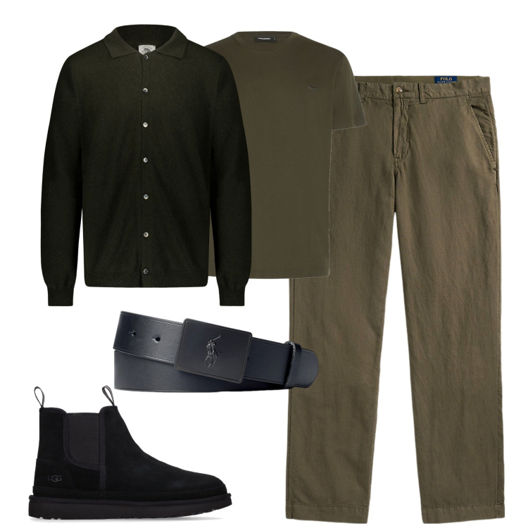 Outfit uomo - City. Stile Urban per Tutti i giorni. Abbinamento con cinture, pantaloni, polo, t-shirt, stivali.