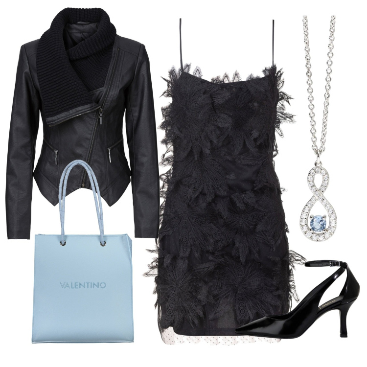 Outfit donna - Dettagli cartazucchero. Stile Trendy per Serata fuori. Abbinamento con blazer, ciondoli, vestiti senza maniche, décolleté, borse a spalla.