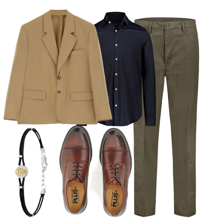 Outfit uomo - Total look #1955003. Stile Business/Elegante per Tutti i giorni. Abbinamento con braccialetti, giacche, pantaloni, scarpe stringate, camicie.