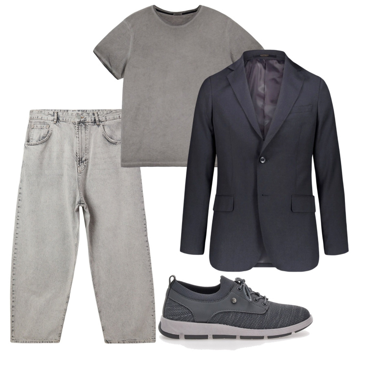 Outfit uomo - Urban in giacca e jeans. Stile Urban per Tutti i giorni. Abbinamento con jeans, t-shirt, scarpe stringate, giacche.
