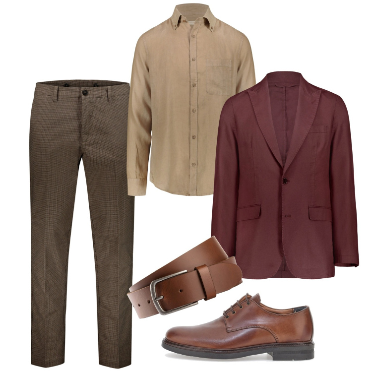 Outfit uomo - Fall colors. Stile Business/Elegante per Serata speciale. Abbinamento con cinture, scarpe stringate, pantaloni, camicie, giacche.