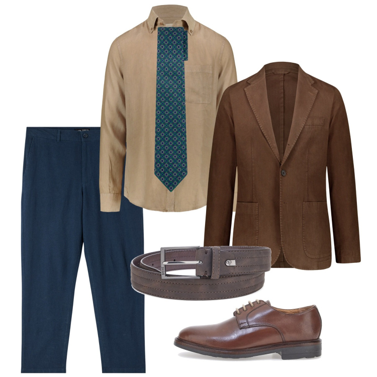 Outfit uomo - Oltre l\'ufficio. Stile Business/Elegante per Serata speciale. Abbinamento con pantaloni, giacche, scarpe stringate, camicie, cinture, cravatte.