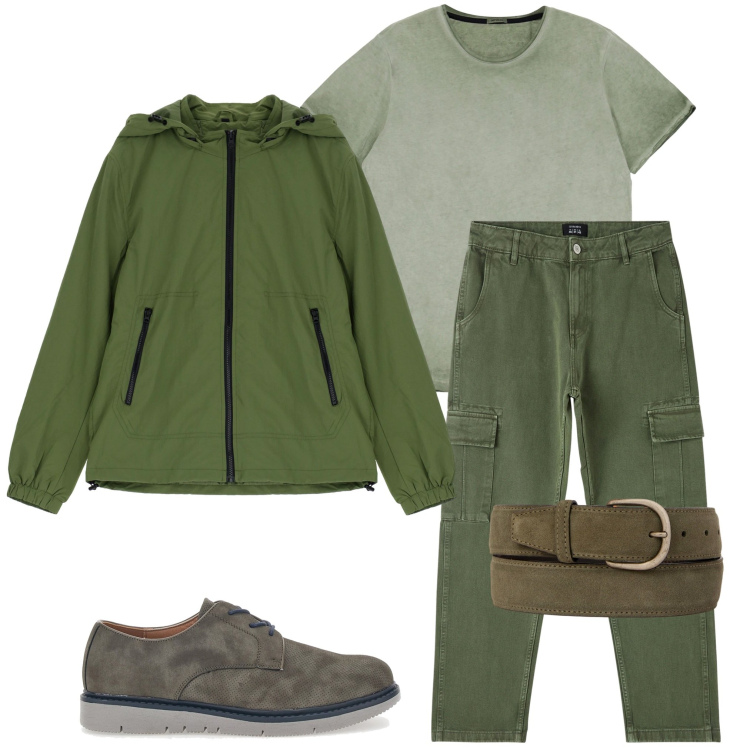 Outfit uomo - Giacca per la sera. Stile Urban per Tutti i giorni. Abbinamento con pantaloni cargo, t-shirt, giacche, scarpe stringate, cinture.