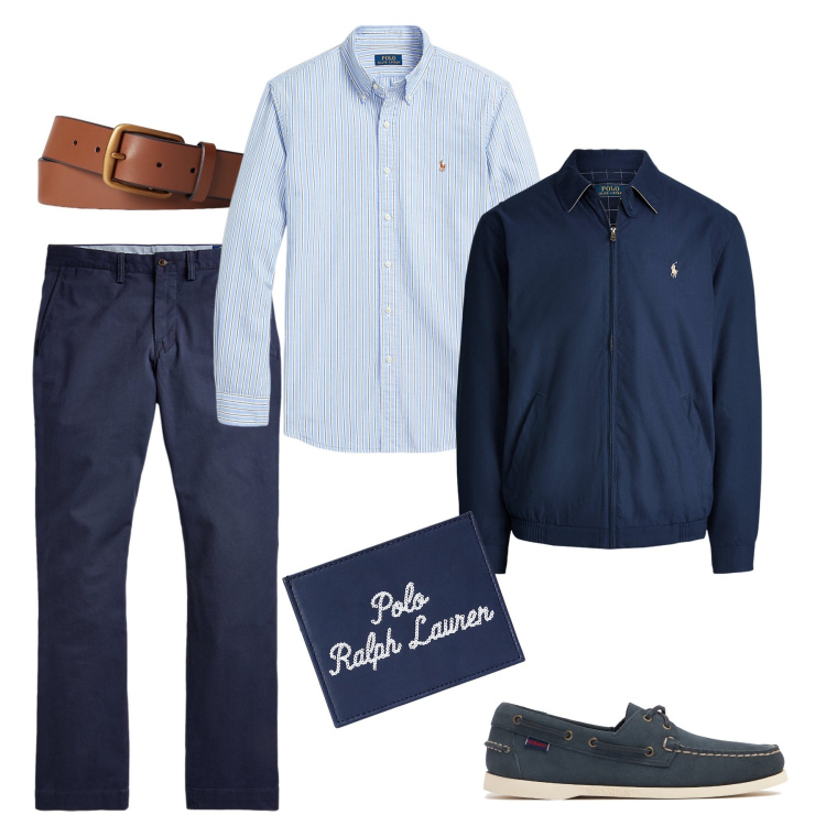Outfit uomo - Il fascino del blu. Stile Business/Elegante per Ufficio. Abbinamento con camicie, pantaloni, cinture, giacche, portafogli, scarpe stringate.