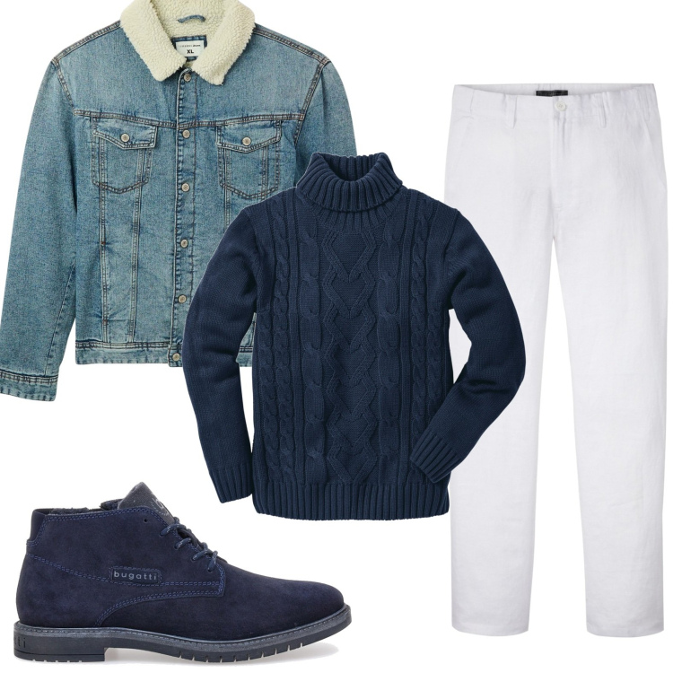 Outfit uomo - Emozioni in denim. Stile Casual per Tutti i giorni. Abbinamento con pantaloni, maglieria, giacche, scarpe stringate.