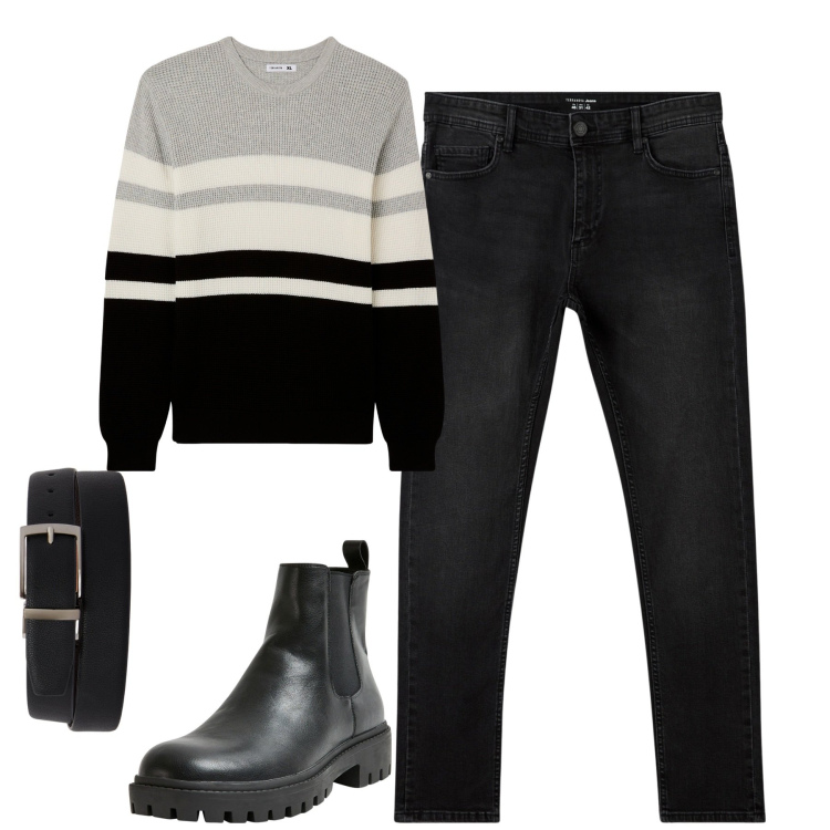 Outfit uomo - Urban classic. Stile Urban per Tutti i giorni. Abbinamento con jeans skinny, stivali e stivaletti, maglieria, cinture.