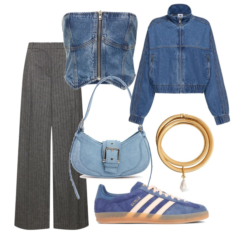 Outfit donna - Mary’s style. Stile Vintage retrò per Scuola/Università. Abbinamento con sneakers, pantaloni, borse a spalla, top, blazer, collane.