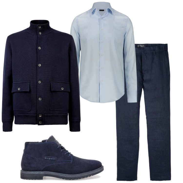 Outfit uomo - In ufficio. Stile Urban per Ufficio. Abbinamento con pantaloni, giacche, camicie, scarpe stringate.