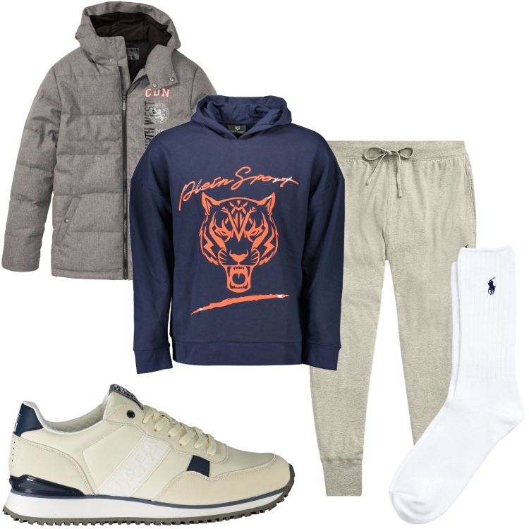Outfit uomo - In tuta al mio rientro. Stile Casual per Tutti i giorni. Abbinamento con giacche, pantaloni, calzini, sneakers, felpe con cappuccio.