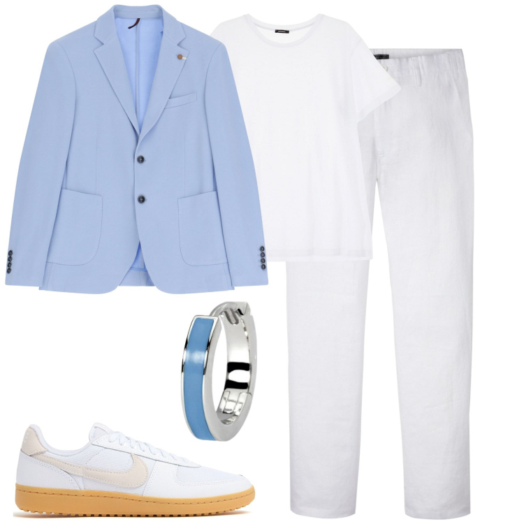 Outfit uomo - Total look #1955750. Stile Trendy per Tutti i giorni. Abbinamento con pantaloni, orecchini, giacche, t-shirt, sneakers.