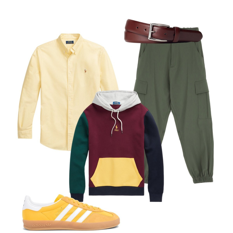 Outfit uomo - Total look #1955911. Stile Casual per Tutti i giorni. Abbinamento con pantaloni cargo, cinture, camicie, felpe con cappuccio, sneakers.