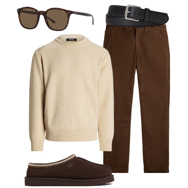 Outfit uomo - Total look #1955973. Stile Trendy per Tutti i giorni. Abbinamento con cinture, felpe, pantaloni, occhiali da sole, scarpe stringate.
