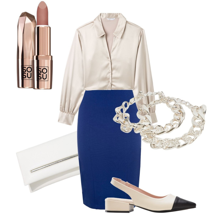 Outfit donna - La gonna longuette. Stile Bon Ton per Serata fuori. Abbinamento con décolleté, rossetti, camicie, braccialetti, pochette, gonne.