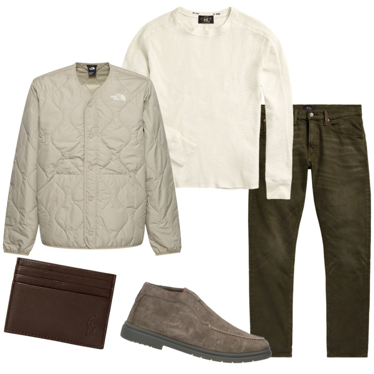 Outfit uomo - Total look #1956188. Stile Casual per Tutti i giorni. Abbinamento con stivali e stivaletti, maglieria, jeans, portafogli, giacche.