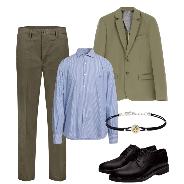 Outfit uomo - La giacca per la sera. Stile Business/Elegante per Serata speciale. Abbinamento con camicie, braccialetti, giacche, scarpe stringate, pantaloni.