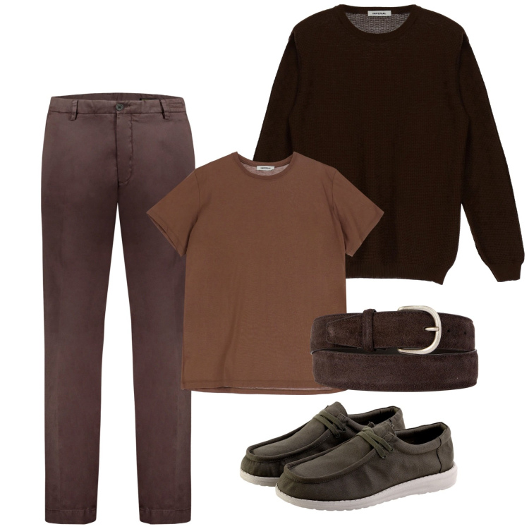 Outfit uomo - Moka&Co. Stile Casual per Tutti i giorni. Abbinamento con t-shirt, pullovers, pantaloni, cinture, scarpe stringate.