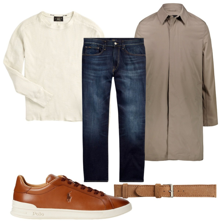 Outfit uomo - Total look #1956382. Stile Casual per Tutti i giorni. Abbinamento con maglieria, jeans dritti, sneakers, orologi, giacche.