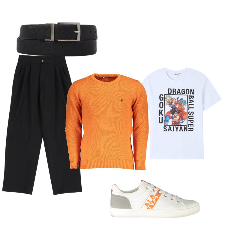 Outfit uomo - Total look #1956404. Stile Casual per Tutti i giorni. Abbinamento con t-shirt, pantaloni, cinture, maglieria, sneakers.