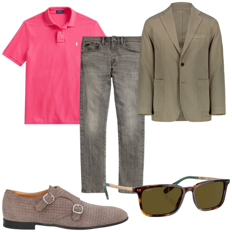 Outfit uomo - Total look #1956457. Stile Trendy per Tutti i giorni. Abbinamento con scarpe stringate, polo, jeans, occhiali da sole, giacche.