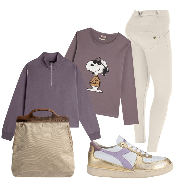 Outfit donna - Sportiva. Stile Sporty chic per Tutti i giorni. Abbinamento con sneakers, pantaloni skinny, t-shirt, felpe, borse a tracolla.