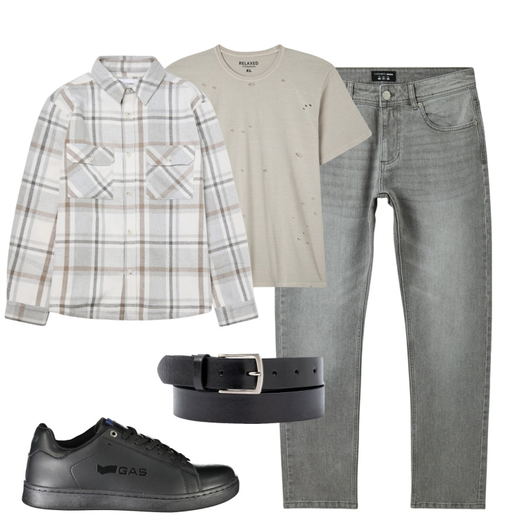 Outfit uomo - City. Stile Casual per Tutti i giorni. Abbinamento con t-shirt, jeans, cappotti, cinture, sneakers.