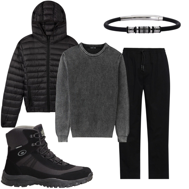 Outfit uomo - La domenica in festa. Stile Casual per Cerimonia. Abbinamento con pantaloni, stivali e stivaletti, giacche, maglieria, braccialetti.