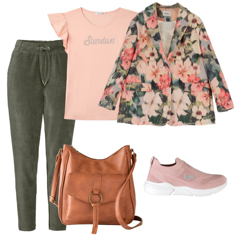 Outfit donna - Total look #1957036. Stile Boho per Tutti i giorni. Abbinamento con pantaloni, borse a tracolla, t-shirt, blazer, sneakers.