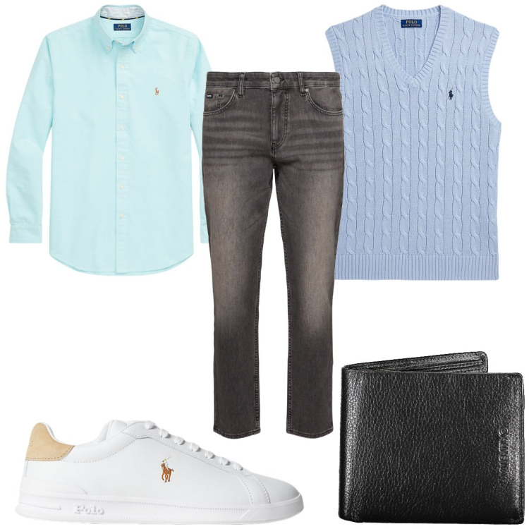 Outfit uomo - Total look #1957091. Stile Trendy per Tutti i giorni. Abbinamento con sneakers, camicie, maglieria, jeans, portafogli.