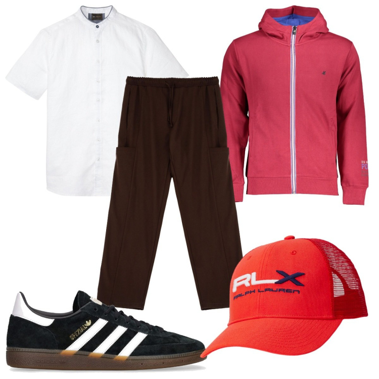 Outfit uomo - Total look #1957095. Stile Trendy per Tutti i giorni. Abbinamento con camicie a manica corta, pantaloni, cappelli, sneakers, felpe con cappuccio.