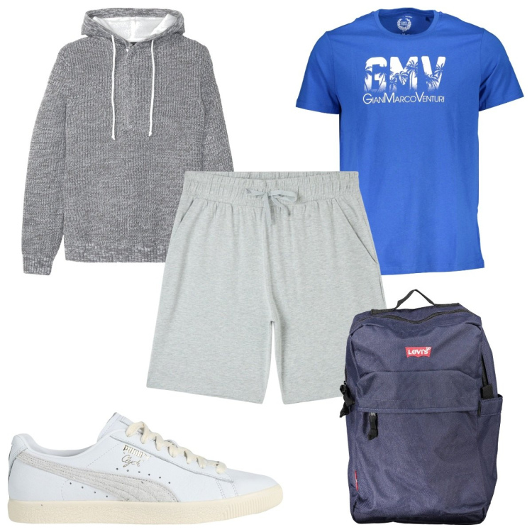 Outfit uomo - Total look #1957098. Stile Trendy per Sport. Abbinamento con maglieria, sneakers, pantaloni corti, t-shirt, borse sportive.