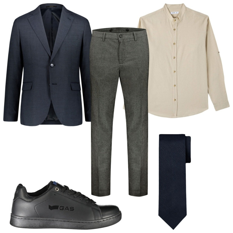 Outfit uomo - Total look #1957127. Stile Casual per Tutti i giorni. Abbinamento con camicie, pantaloni, cravatte, abiti, sneakers.