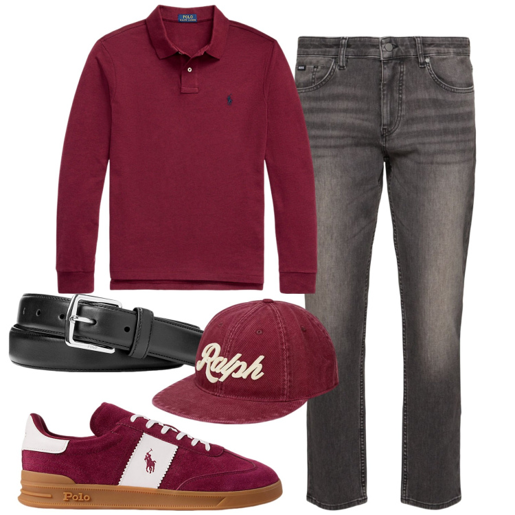 Outfit uomo - Settembre. Stile Trendy per Tutti i giorni. Abbinamento con cinture, polo, sneakers, cappelli, jeans.