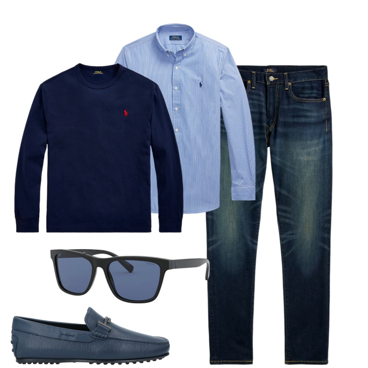 Outfit uomo - City. Stile Urban per Tutti i giorni. Abbinamento con scarpe stringate, jeans, occhiali da sole, camicie, t-shirt.