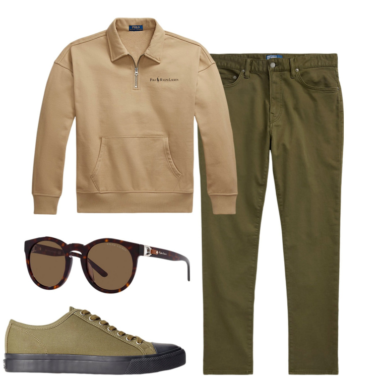 Outfit uomo - Total look #1957710. Stile Casual per Tutti i giorni. Abbinamento con sneakers, occhiali da sole, felpe, pantaloni chino.