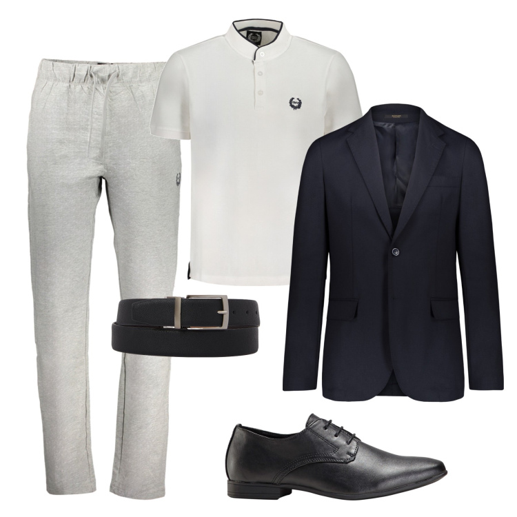 Outfit uomo - La polo con il blazer. Stile Casual per Serata speciale. Abbinamento con scarpe stringate, cinture, giacche, pantaloni, polo.