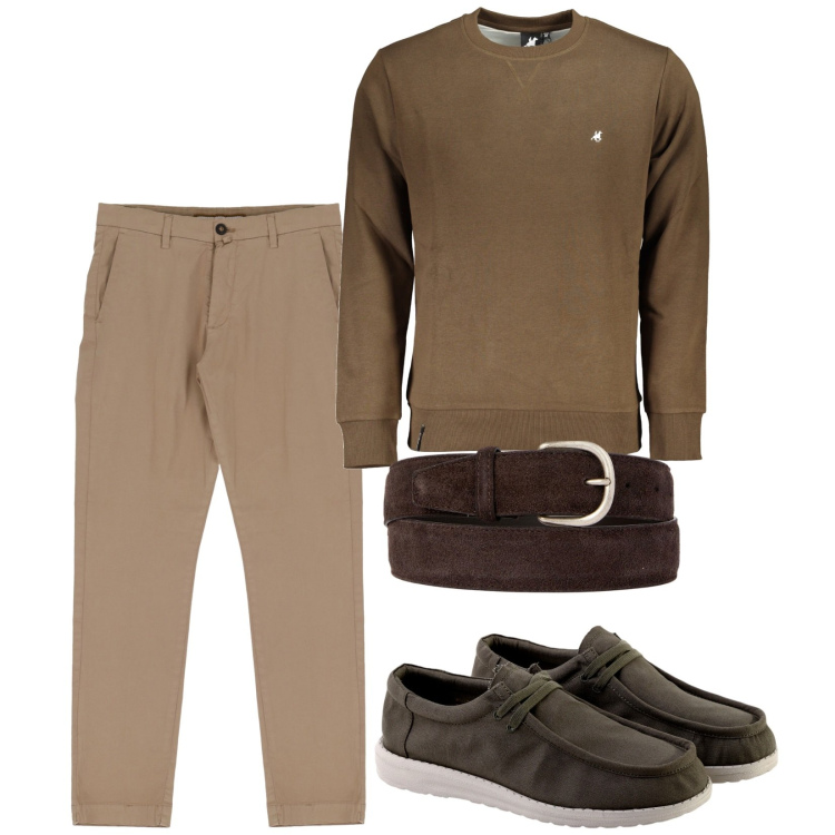 Outfit uomo - Total look #1957970. Stile Casual per Ufficio. Abbinamento con pantaloni, cinture, felpe, scarpe stringate.