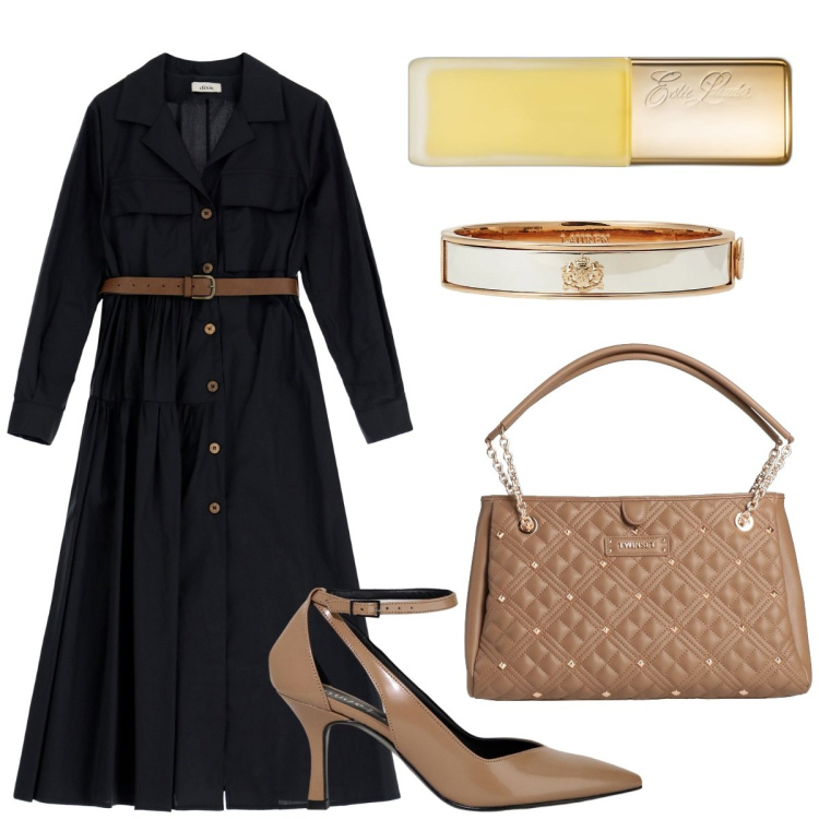 Outfit donna - Tempo di riunioni. Stile Urban per Ufficio. Abbinamento con borse a mano, profumi, braccialetti, vestiti midi/longuette, décolleté.
