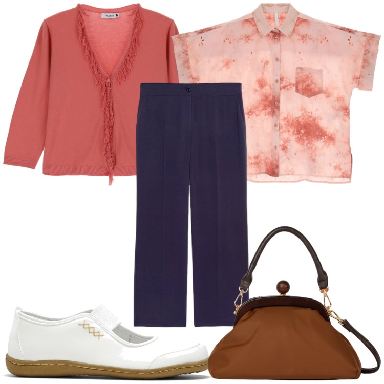 Outfit donna - Total look #1958450. Stile Trendy per Tutti i giorni. Abbinamento con ballerine, pullovers, camicie a manica corta, pantaloni, clutch.