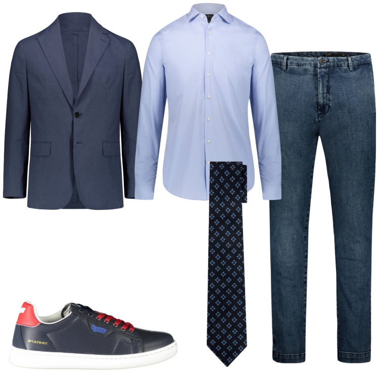 Outfit uomo - La giacca per la sera. Stile Casual per Serata speciale. Abbinamento con camicie, cravatte, giacche, jeans, sneakers.